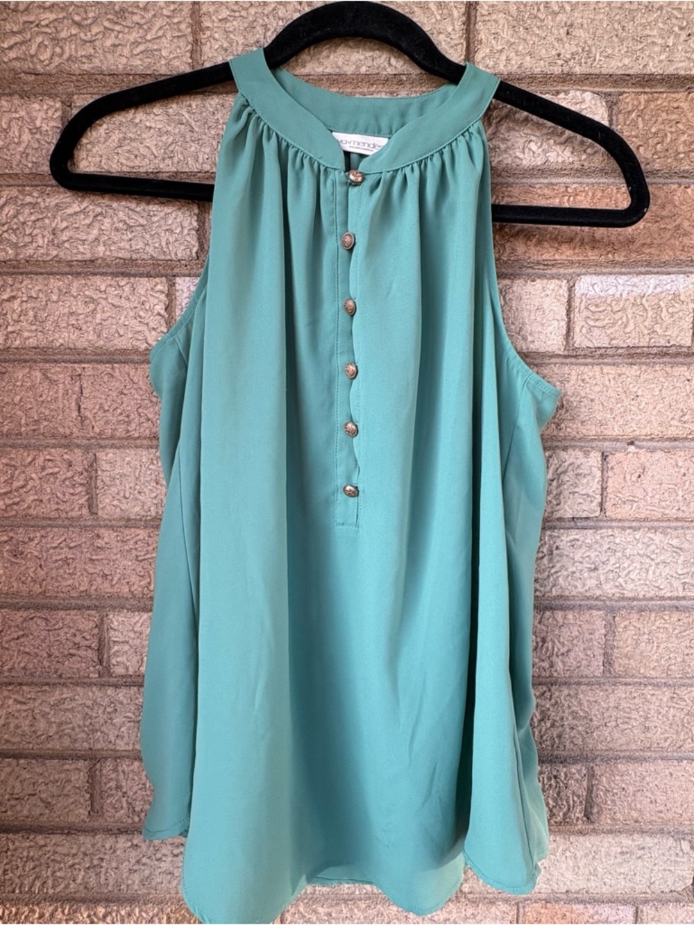 eva mendes for New York & Company Seafoam Green Halter Button-Front Camisole